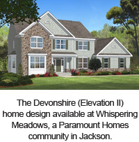 The Devonshire (Elevation II) home design available at Whispering Meadows, a Paramount Homes community in Jackson.